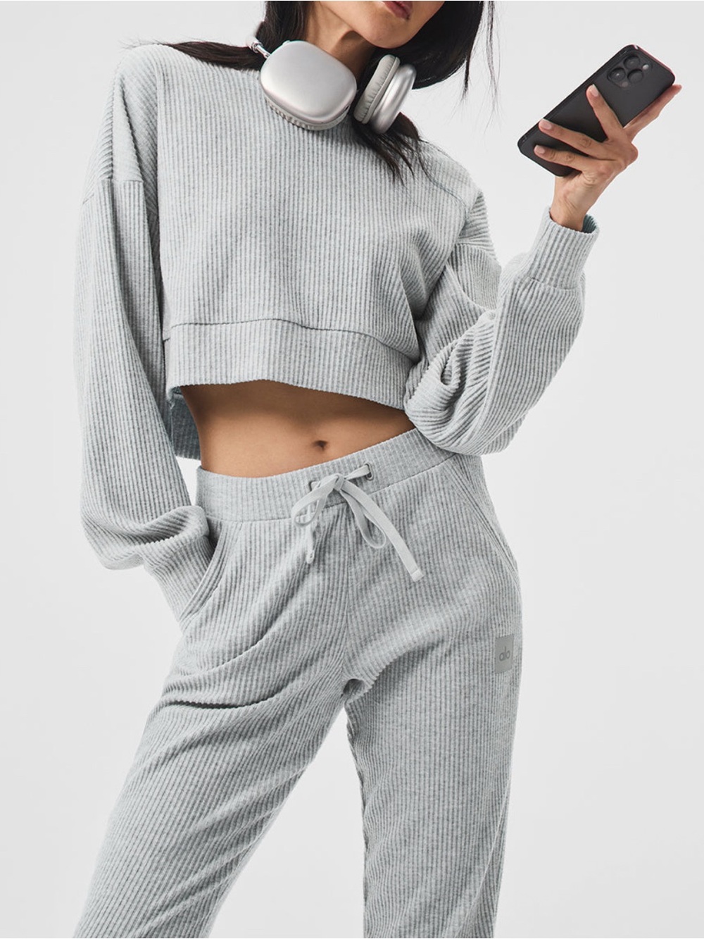 ALO Yoga MUSE set (hoodie + pants + shorts) NWT Size Large RT $300 Grey